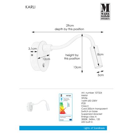 Markslöjd 107324 - LED Fali lámpa KARLI LED/6W/230V