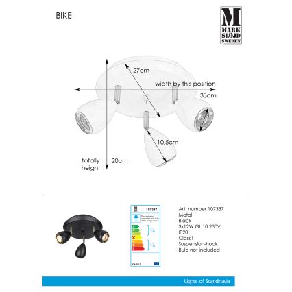 Markslöjd 107337 - Spotlámpa BIKE 3xGU10/12W/230V
