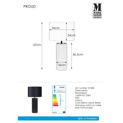 Markslöjd 107483 - Asztali lámpa PROUD 1xE27/60W/230V