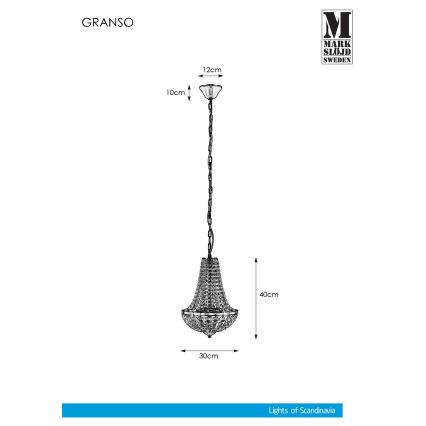 Markslöjd 107550 - Kristály fürdőszobai csillár láncon GRÄNSÖ 2xG9/20W/230V