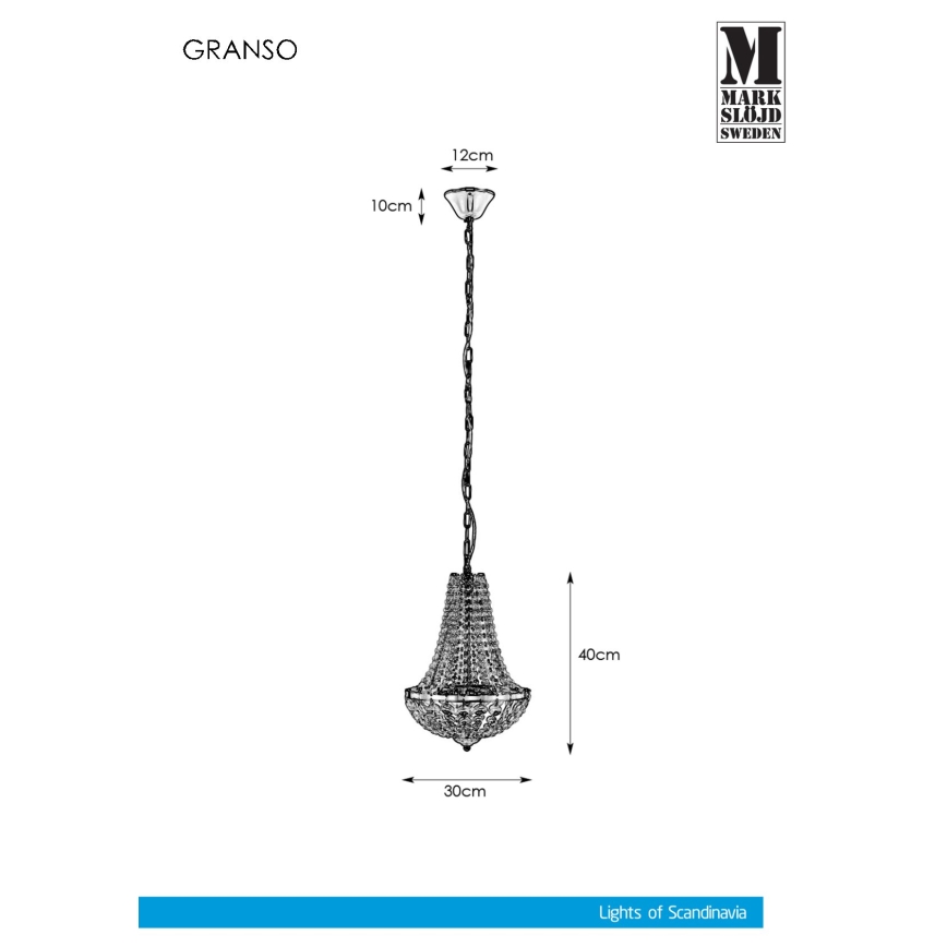 Markslöjd 107550 - Kristály fürdőszobai csillár láncon GRÄNSÖ 2xG9/20W/230V