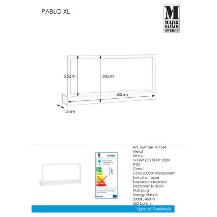 Markslöjd 107564 - LED Fali lámpa kerettel PABLO LED/14W/230V