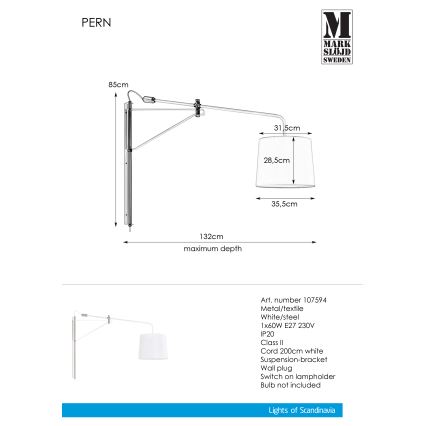Markslöjd 107594 - Fali lámpa PERN 1xE27/60W/230V