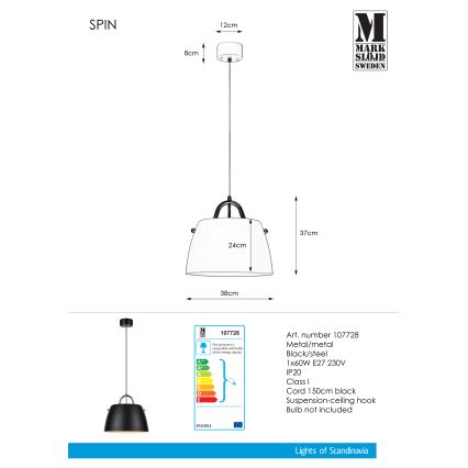 Markslöjd 107728 - Csillár zsinóron SPIN 1xE27/60W/230V