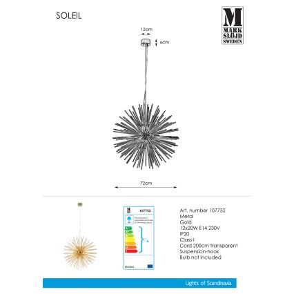 Markslöjd 107752 - Csillár zsinóron SOLEIL 12xE14/20W/260V Rózsaarany