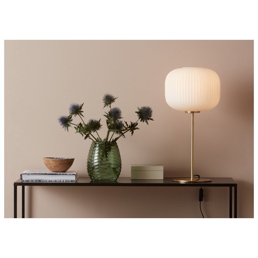 Markslöjd 107819 - Asztali lámpa SOBER 1xE27/60W/230V fehér/sárgaréz