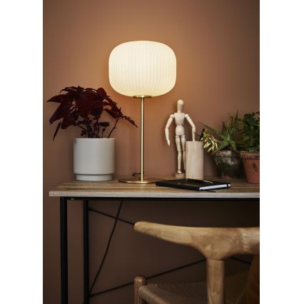 Markslöjd 107819 - Asztali lámpa SOBER 1xE27/60W/230V fehér/sárgaréz