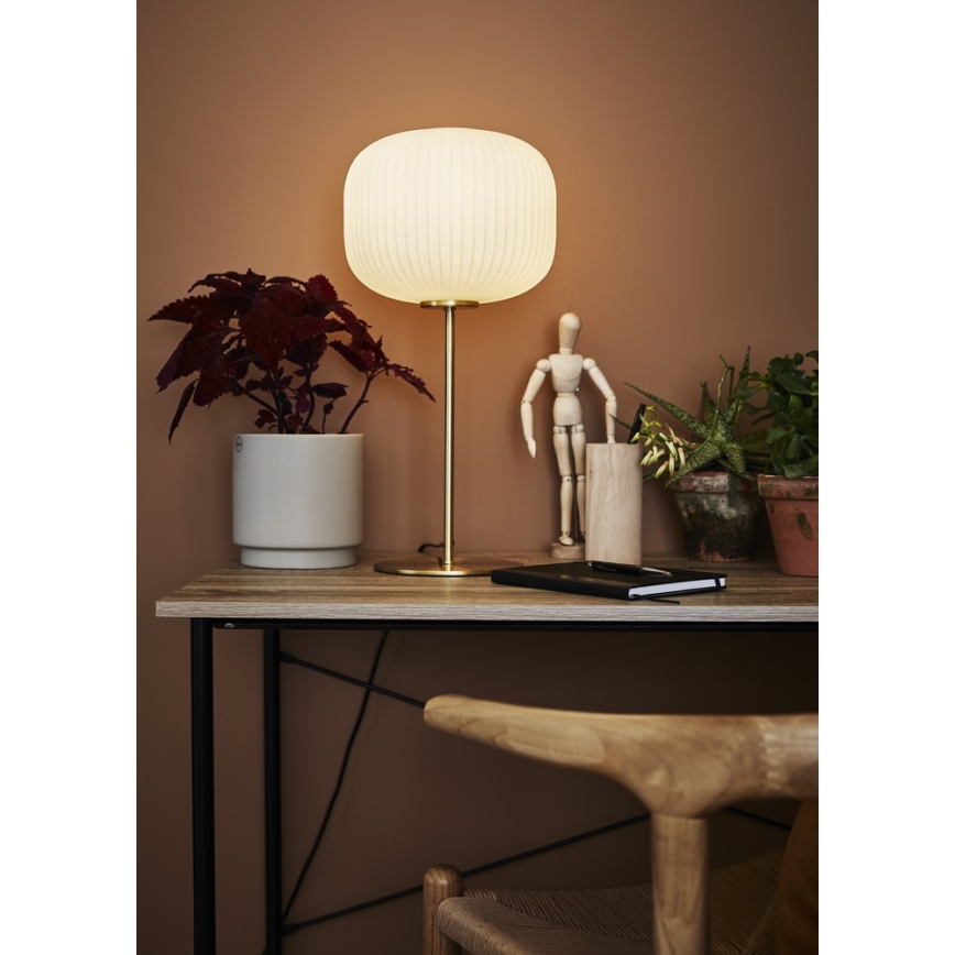 Markslöjd 107819 - Asztali lámpa SOBER 1xE27/60W/230V fehér/sárgaréz