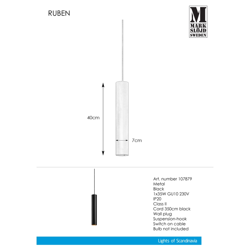 Markslöjd 107879 - Csillár zsinóron RUBEN 1xGU10/35W/230V