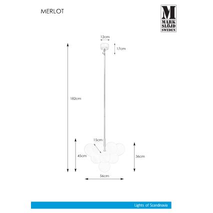 Markslöjd 107911 - Rúdra szerelt csillár MERLOT 13xG9/20W/230V átm. 56 cm fehér/fekete
