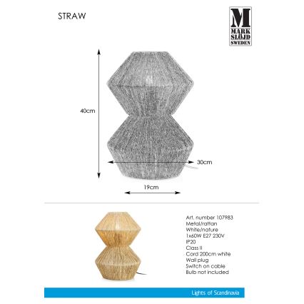 Markslöjd 107983 - Asztali lámpa STRAW 1xE27/40W/230V