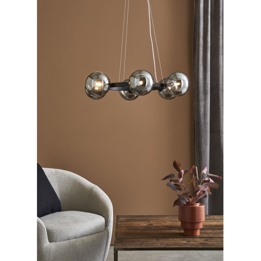 Markslöjd 108051 - Csillár zsinóron CIRCLE 6xG9/20W/230V fekete