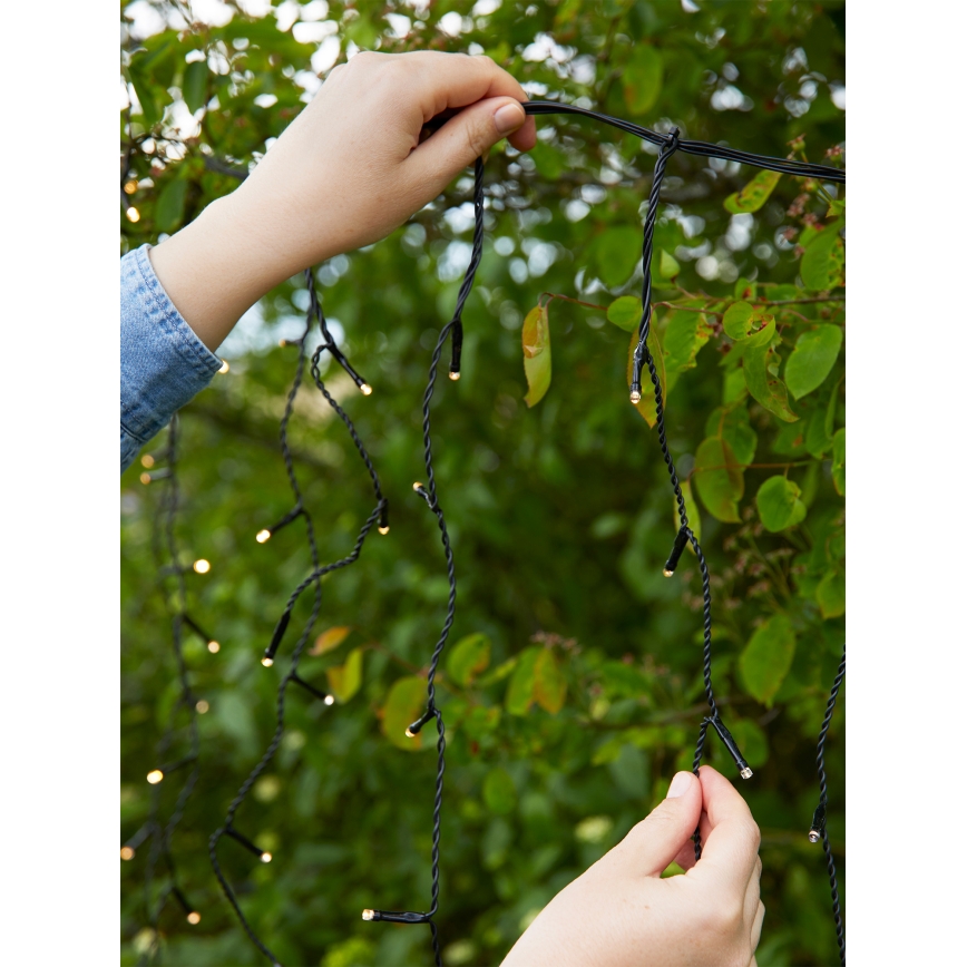 Markslöjd 108179 - GARDEN24 LED kültéri karácsonyi fényfüggöny, 160×LED/24V, 3,1 m, meleg fehér