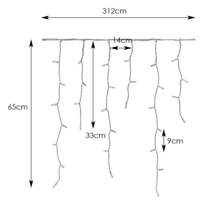 Markslöjd 108179 - GARDEN24 LED kültéri karácsonyi fényfüggöny, 160×LED/24V, 3,1 m, meleg fehér