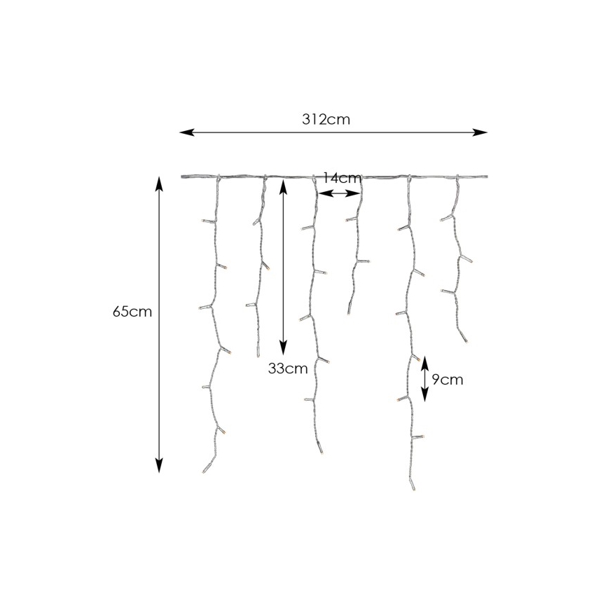 Markslöjd 108179 - GARDEN24 LED kültéri karácsonyi fényfüggöny, 160×LED/24V, 3,1 m, meleg fehér