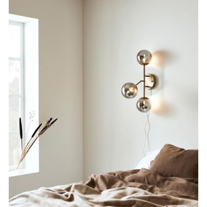 Markslöjd 108253 - Fali lámpa TRINITY 3xG9/20W/230V arany/szürke