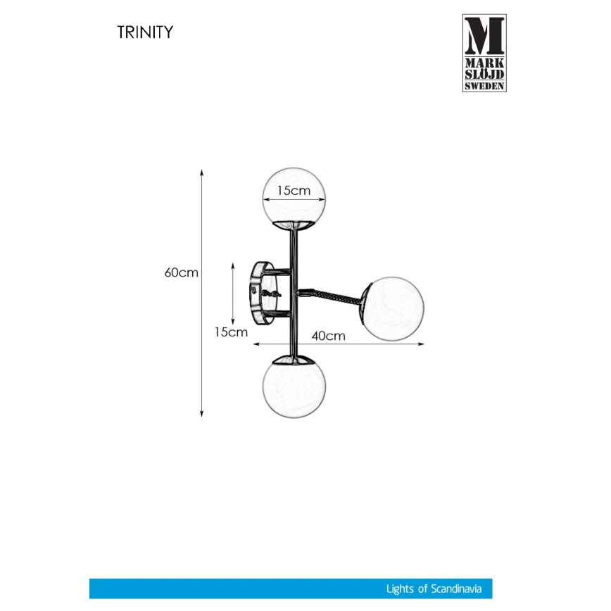 Markslöjd 108253 - Fali lámpa TRINITY 3xG9/20W/230V arany/szürke