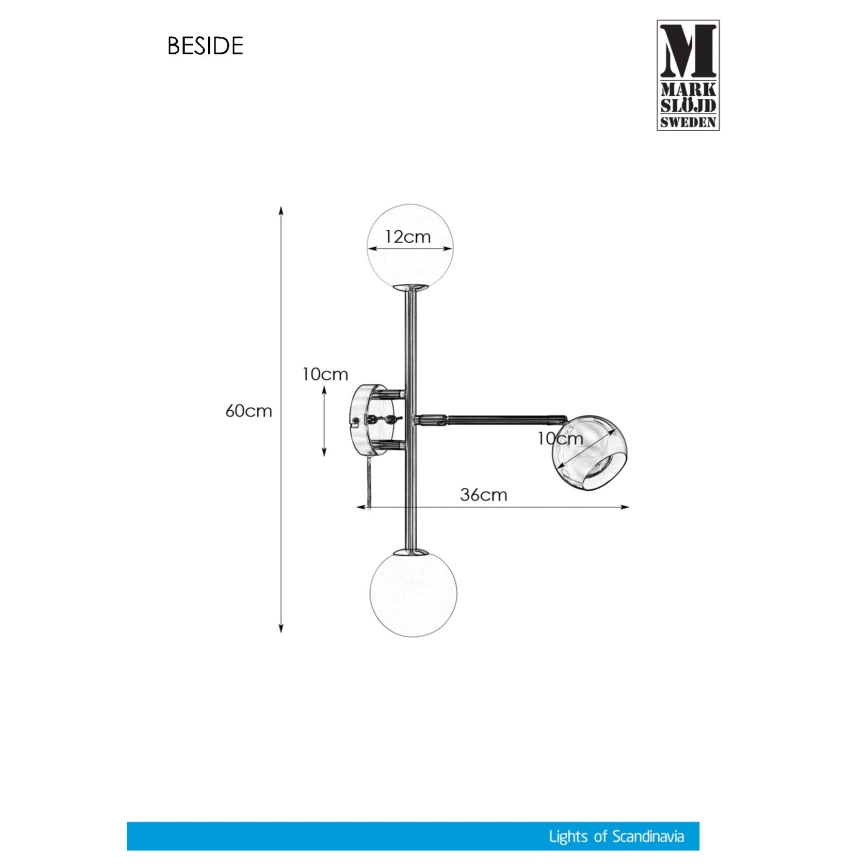 Markslöjd 108256 - Fali lámpa BESIDE 2xG9/20W/230V + 1xGU10/7W/230V matt króm