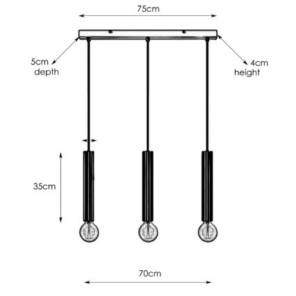 Markslöjd 108262 - Csillár zsinóron SENCILLO 3xE27/40W/230V fekete
