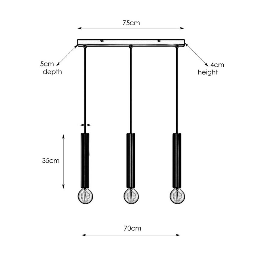Markslöjd 108262 - Csillár zsinóron SENCILLO 3xE27/40W/230V fekete