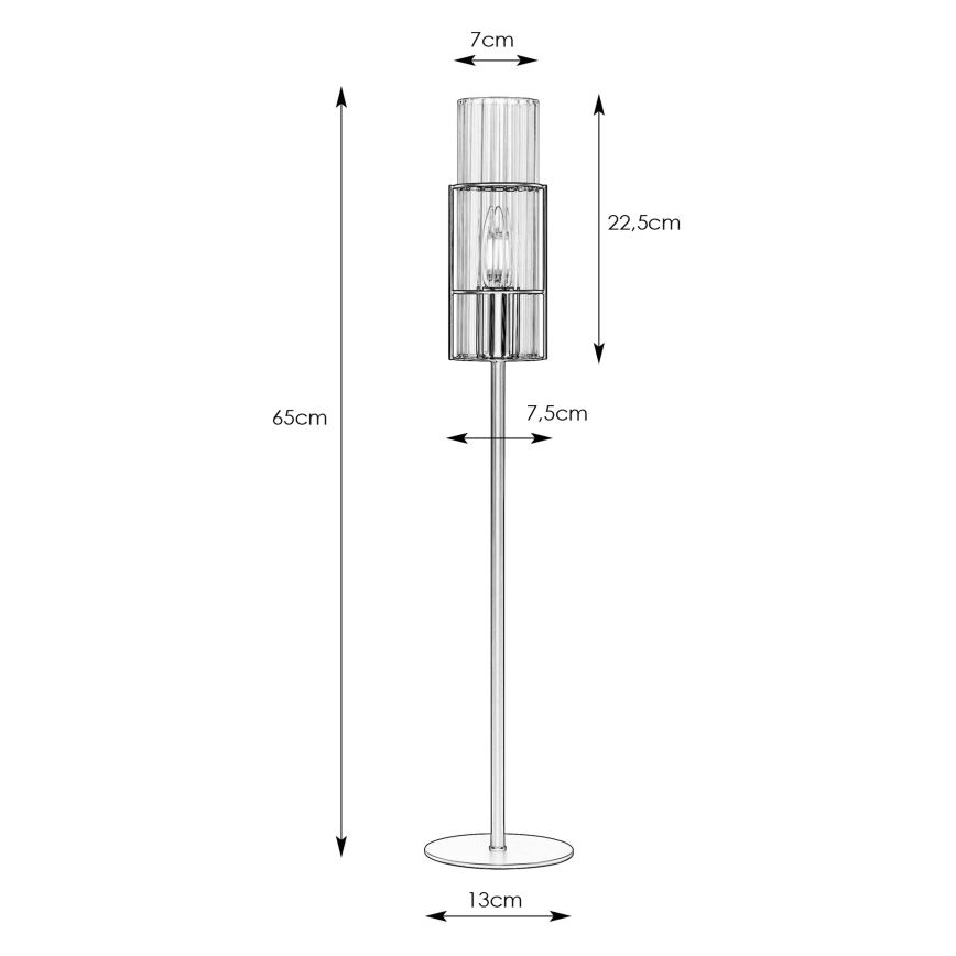 Markslöjd 108558 - Asztali lámpa TUBO 1xE14/40W/230V 65 cm fényes króm/átlátszó