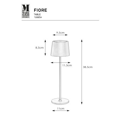 Markslöjd 108654 - LED állítható fényerejű tölthető lámpa FIORE LED/2W/5V IP44 38 cm fehér