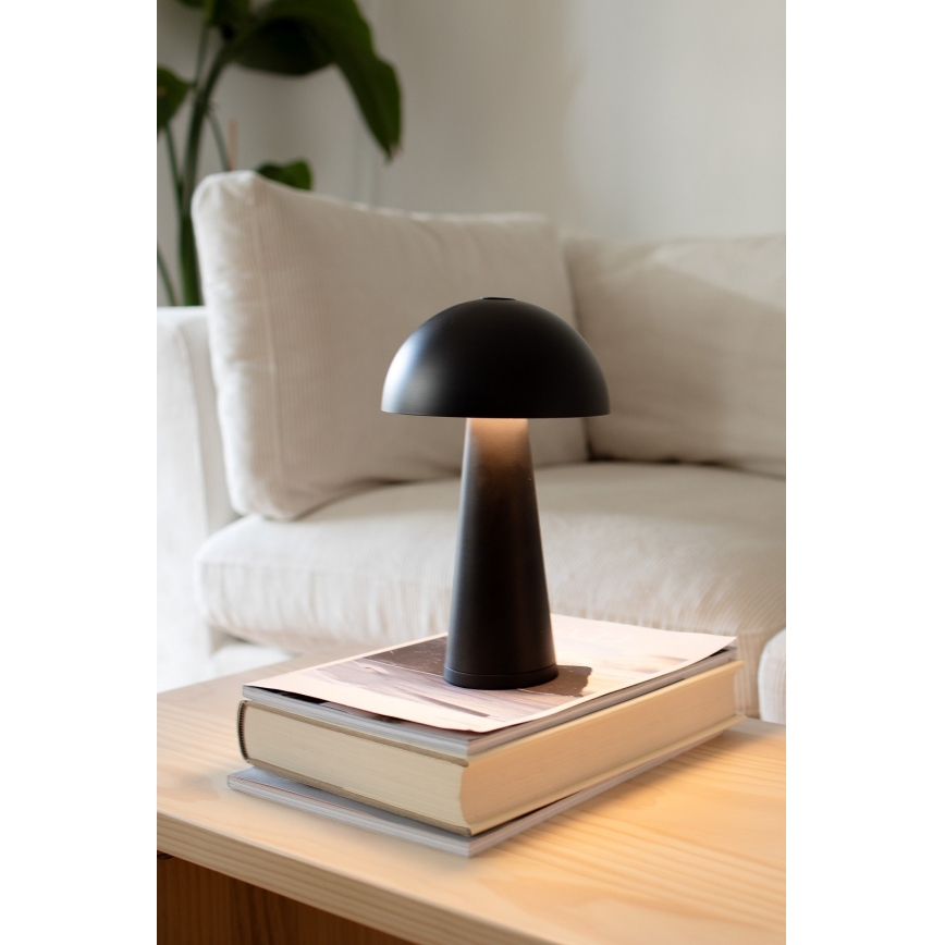 Markslöjd 108655 - LED fényerőszabályozható, tölthető asztali lámpa FUNGI LED/1,5W/5V 2000 mAh IP44 fekete