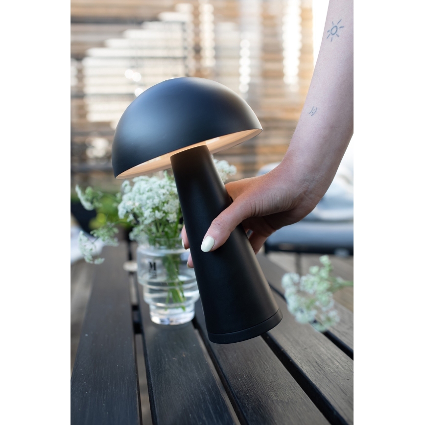 Markslöjd 108655 - LED fényerőszabályozható, tölthető asztali lámpa FUNGI LED/1,5W/5V 2000 mAh IP44 fekete