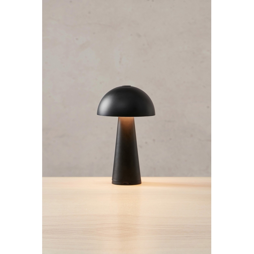 Markslöjd 108655 - LED fényerőszabályozható, tölthető asztali lámpa FUNGI LED/1,5W/5V 2000 mAh IP44 fekete