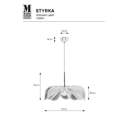Markslöjd 108662 - Csillár zsinóron STYRKA 1xE27/40W/230V átm. 75 cm fekete