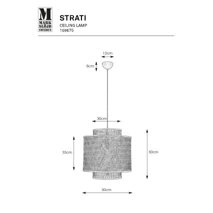 Markslöjd 108675 - Csillár zsinóron STRATI 1xE27/40W/230V bézs/bambusz
