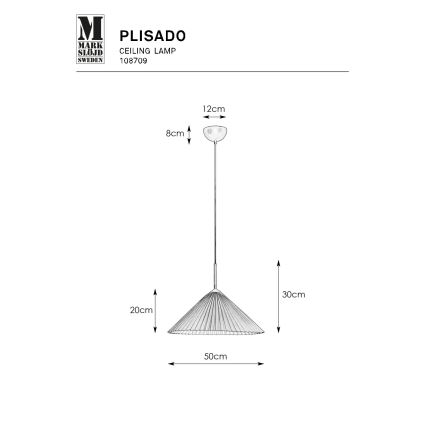 Markslöjd 108709 - Csillár zsinóron PLISADO 1xE27/40W/230V átm. 50 cm szürke