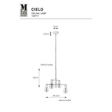 Markslöjd 108717 - Csillár zsinóron CIELO 6xE27/40W/230V fekete