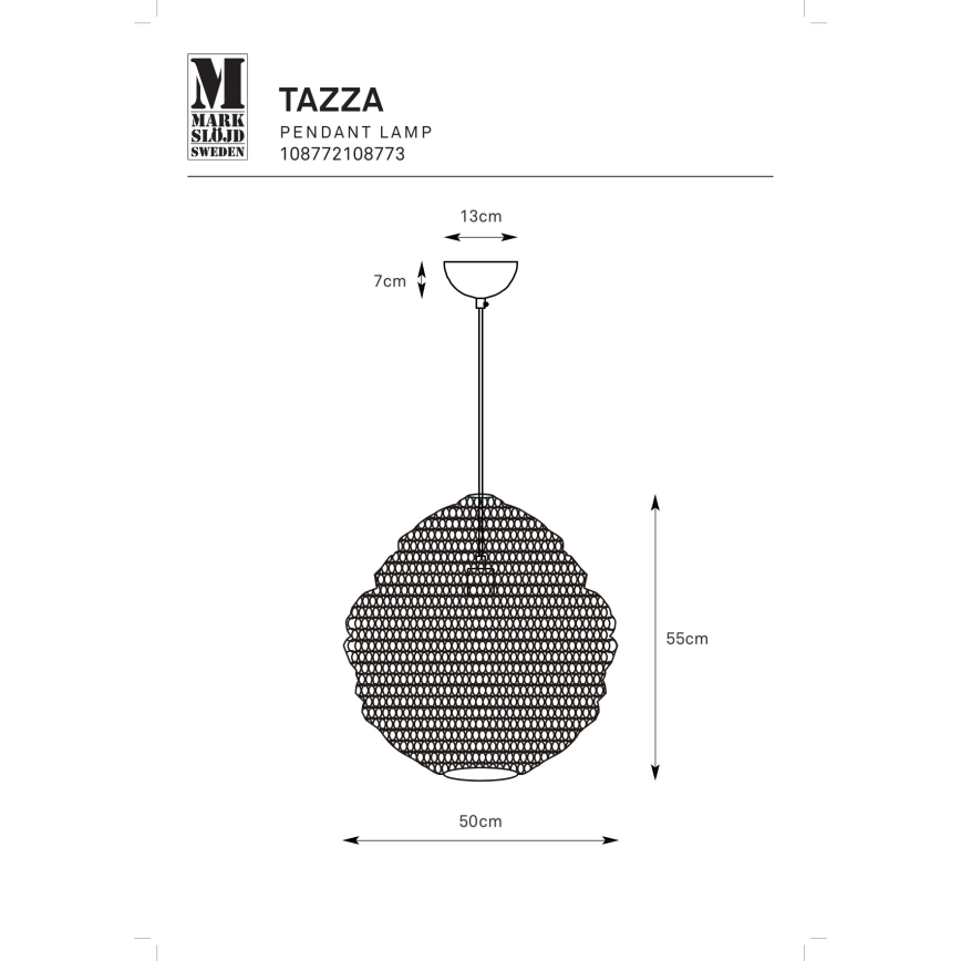 Markslöjd 108773 - Csillár zsinóron TAZZA 1xE27/40W/230V arany