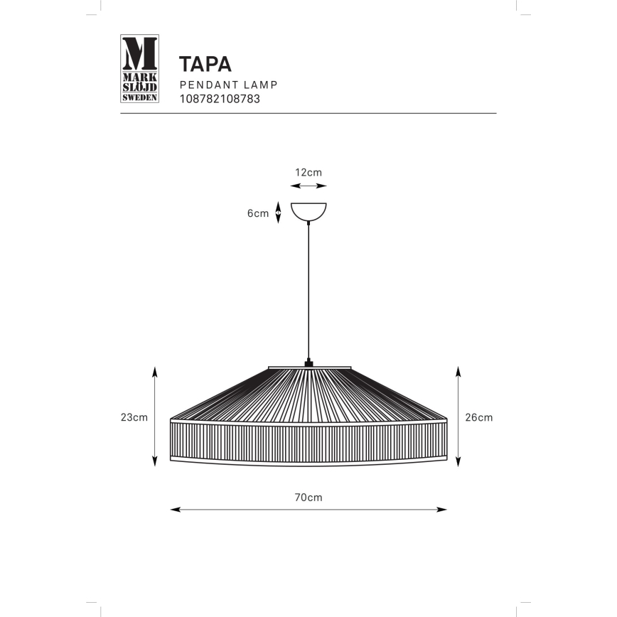 Markslöjd 108783 - Csillár zsinóron TAPA 1xE27/40W/230V bézs/bambusz