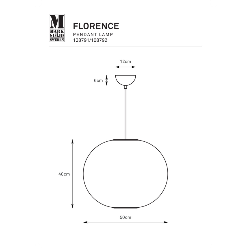 Markslöjd 108792 - Csillár zsinóron FORENCE 1xE27/40W/230V átm. 50 cm fehér