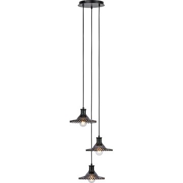 Markslöjd 108853 - Csillár zsinóron NOVIA 3xE27/40W/230V fekete/füstös