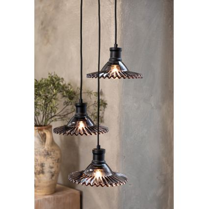 Markslöjd 108853 - Csillár zsinóron NOVIA 3xE27/40W/230V fekete/füstös