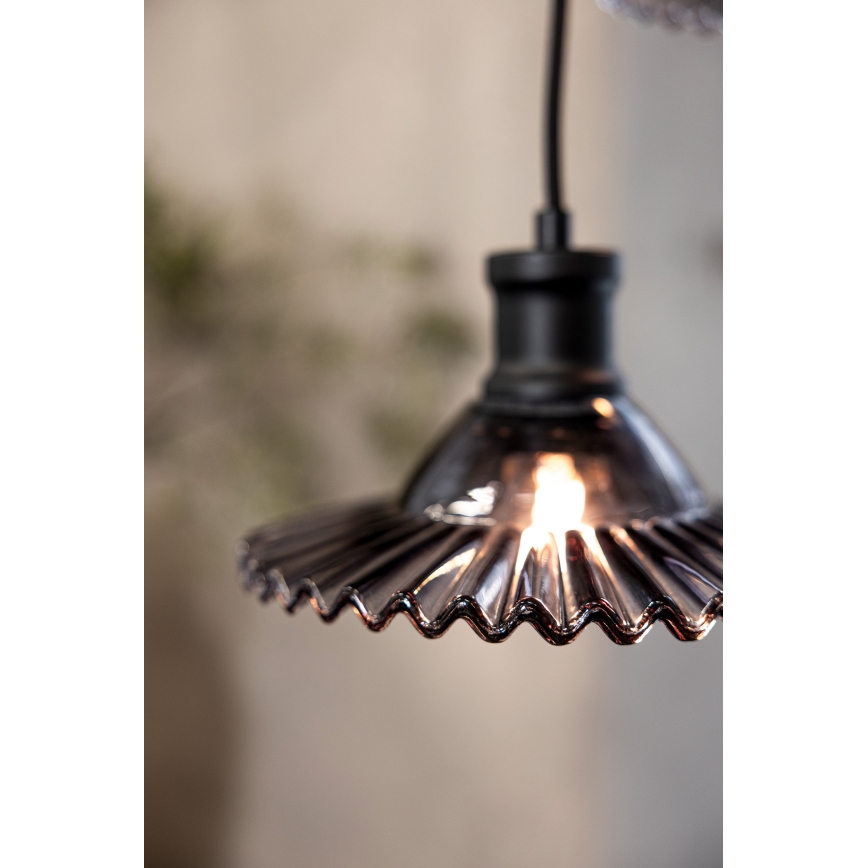 Markslöjd 108853 - Csillár zsinóron NOVIA 3xE27/40W/230V fekete/füstös