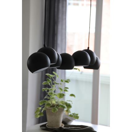 Markslöjd 108860 - Csillár zsinóron CUPOLO 7xE14/40W/230V fekete