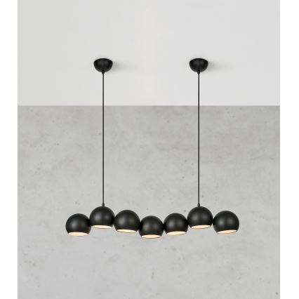 Markslöjd 108860 - Csillár zsinóron CUPOLO 7xE14/40W/230V fekete