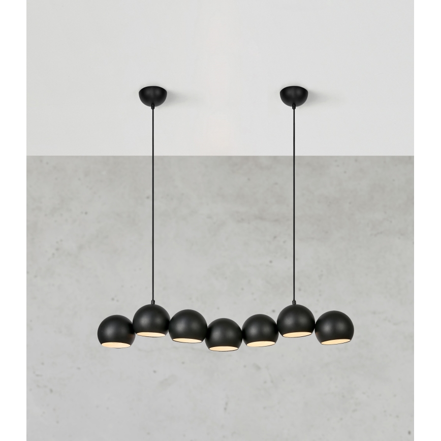 Markslöjd 108860 - Csillár zsinóron CUPOLO 7xE14/40W/230V fekete