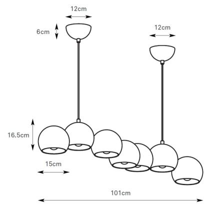 Markslöjd 108860 - Csillár zsinóron CUPOLO 7xE14/40W/230V fekete