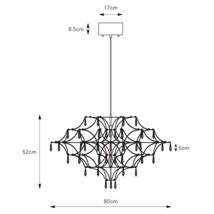 Markslöjd 108870 - LED Dimmelhető kristálycsillár zsinóron EFESOS LED/25W/230V átm. 80 cm