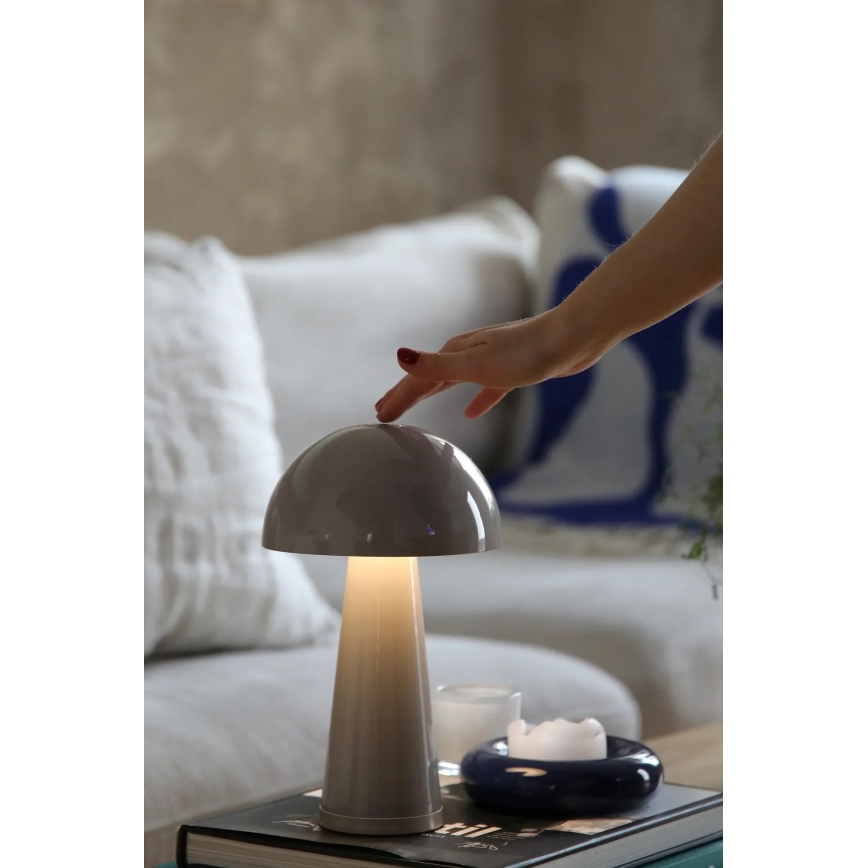 Markslöjd 108950 - FUNGI dimmelhető, újratölthető LED asztali lámpa LED/1,5W/5V 2000 mAh IP44 szürke