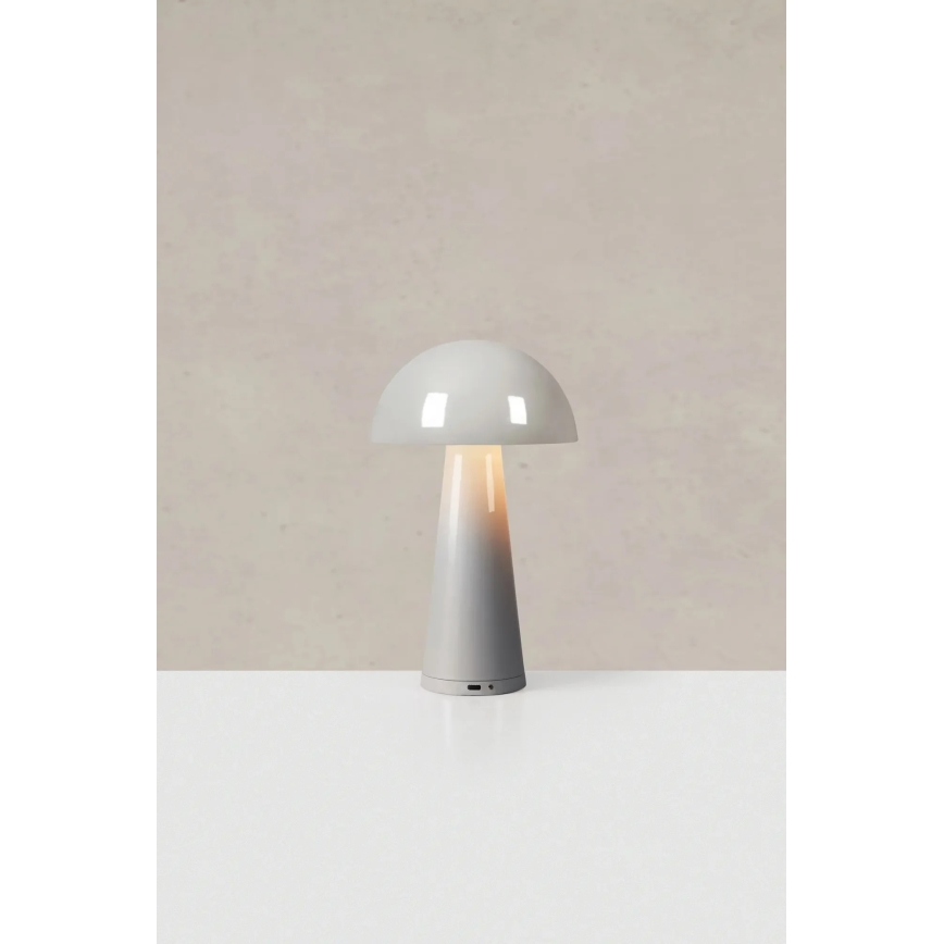 Markslöjd 108950 - FUNGI dimmelhető, újratölthető LED asztali lámpa LED/1,5W/5V 2000 mAh IP44 szürke