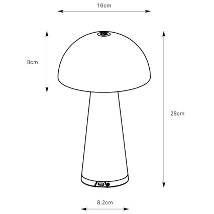 Markslöjd 108950 - FUNGI dimmelhető, újratölthető LED asztali lámpa LED/1,5W/5V 2000 mAh IP44 szürke