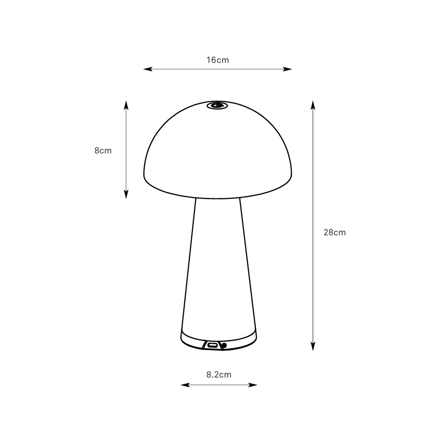 Markslöjd 108950 - FUNGI dimmelhető, újratölthető LED asztali lámpa LED/1,5W/5V 2000 mAh IP44 szürke