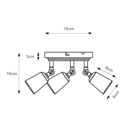 Markslöjd 108980 - TINY spotlámpa 3xGU10/7W/230V, sárgaréz