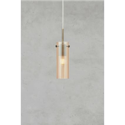 Markslöjd 109015 - Kábeles függőlámpa TIBIA 1xE14/40W/230V füstös bézs/sárgaréz